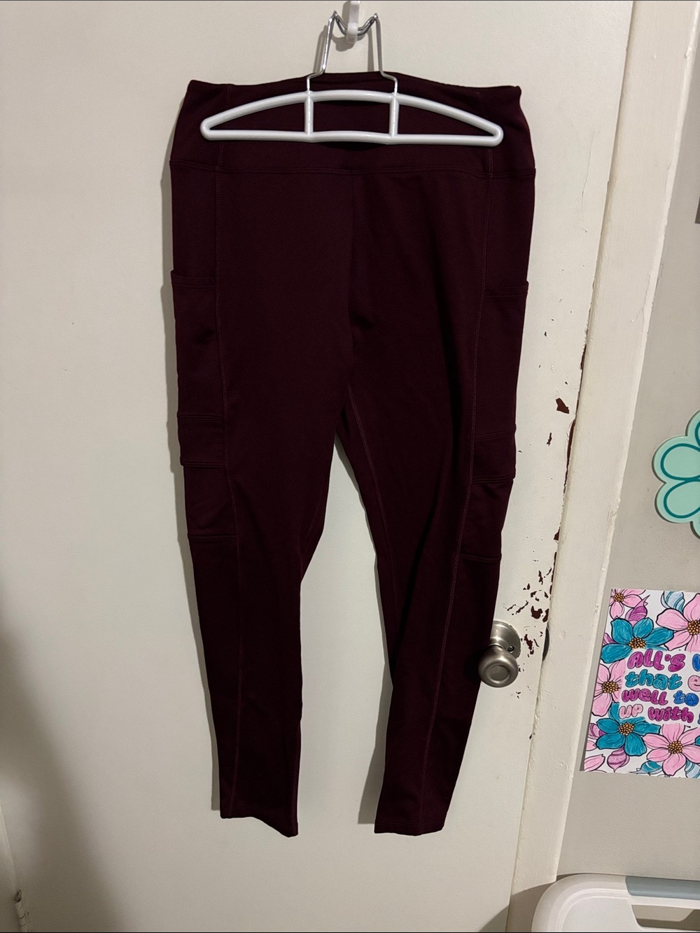 Women's M Pink ACTIVE Leggings Maroon - Polyester Blend